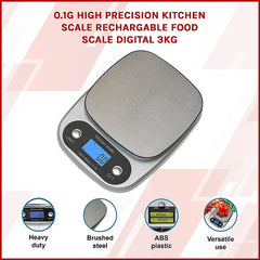 0.1g Digital Kitchen Scale 3kg Rechargeable High Precision Food