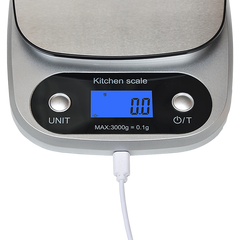 0.1g Digital Kitchen Scale 3kg Rechargeable High Precision Food