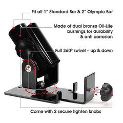 Landmine T Bar Row Platform 360 Degree Swivel for 1 & 2 Inch Bars Olympic