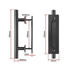 Carbon Steel Door Handle & Flush Pull Wood Door Gate Hardware 12"