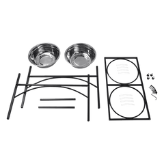 Dual Elevated Raised Pet Dog Puppy Feeder Bowl Stainless Steel Food Water Stand