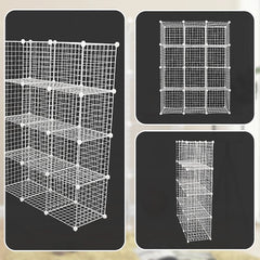12 Cube Wire Grid Organiser Bookcase Storage Cabinet Wardrobe Closet White