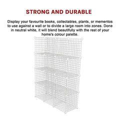 12 Cube Wire Grid Organiser Bookcase Storage Cabinet Wardrobe Closet White