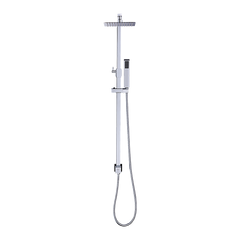 WELS 8" Rain Shower Head Set Square Dual Heads Faucet High Pressure Hand Held