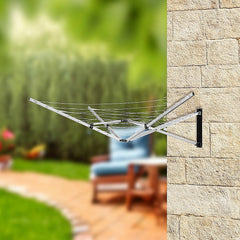26m 5 Arm Wall Hang Mountable Clothes Airer Dryer Washing Line Bathroom Kitchen