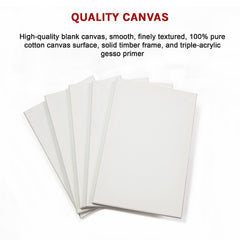 5 pack of 20x30cm Artist Blank Stretched Canvas Canvases Art Large White Range Oil Acrylic Wood