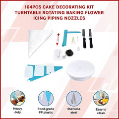 164Pcs Cake Decorating Kit Turntable Rotating Baking Flower Icing Piping Nozzles