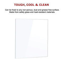 Toughened 60cm x 70cm White Glass Kitchen Splashback