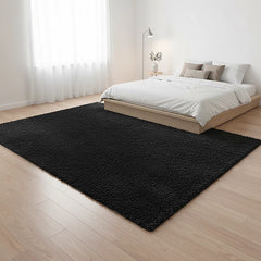 200x140cm Floor Rugs Large Shaggy Rug Area Carpet Bedroom Living Room Mat - Black