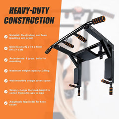 Heavy Duty Wall Mounted Power Station Pull Up Dip Knee Raise Bar