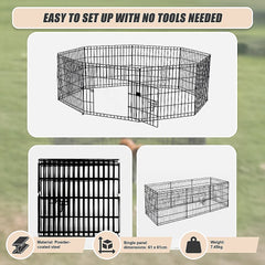 24" 8 Panel Pet Dog Playpen Puppy Exercise Cage Enclosure Fence Play Pen