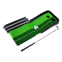 Indoor Practice Putting Green 2.5m Mat Inclined Ball Return Fake Grass 2 Holes