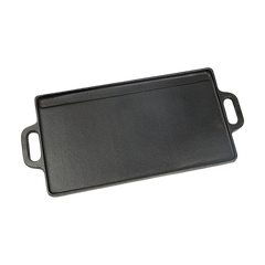 46x22 cm Cast Iron Reversible Griddle Plate BBQ Hob Cooking Grill Pan