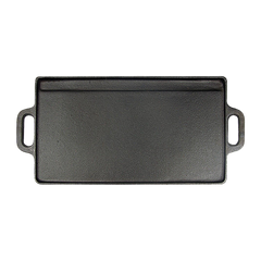 46x22 cm Cast Iron Reversible Griddle Plate BBQ Hob Cooking Grill Pan