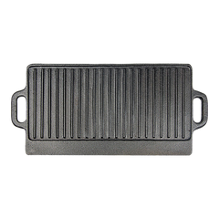 46x22 cm Cast Iron Reversible Griddle Plate BBQ Hob Cooking Grill Pan