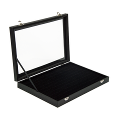 100 Slot Jewellery Display Box with Glass Lid for Rings, Earrings & Collectables