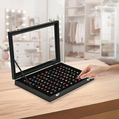 100 Slot Jewellery Display Box with Glass Lid for Rings, Earrings & Collectables