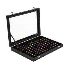 100 Slot Jewellery Display Box with Glass Lid for Rings, Earrings & Collectables