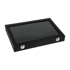 100 Slot Jewellery Display Box with Glass Lid for Rings, Earrings & Collectables