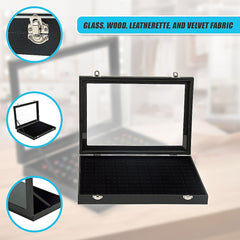 100 Slot Jewellery Display Box with Glass Lid for Rings, Earrings & Collectables