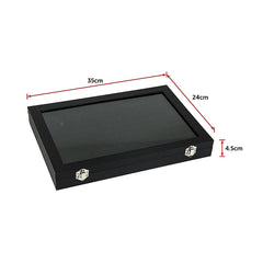 100 Slot Jewellery Display Box with Glass Lid for Rings, Earrings & Collectables