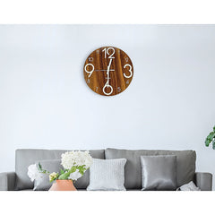 Glow In The Dark Wall Clock 30cm – Luminous Quartz Quiet Wooden Home Décor