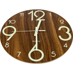 Glow In The Dark Wall Clock 30cm – Luminous Quartz Quiet Wooden Home Décor