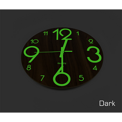 Glow In The Dark Wall Clock 30cm – Luminous Quartz Quiet Wooden Home Décor