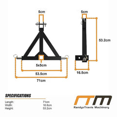 Heavy Duty Steel 3 Point 2" Trailer Hitch Receiver Tow Drawbar For Cat 1 Tractor