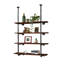 Wall Shelves Display Bookshelf Industrial DIY Pipe Shelf Rustic Brackets