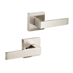 Door Handle Set Lever Passage Function Square Satin Nickel