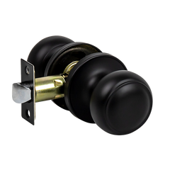Door Handle Set Passage Function Round Black