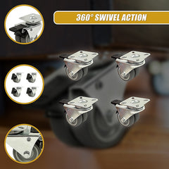 4x 2 Inch Heavy Duty Swivel Castor Wheels 50mm Brake