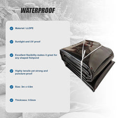 Fish Pond Liner 3 x 4.6m x 0.5mm Garden Pool Membrane Reinforced