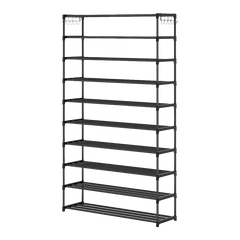 10-Tier Metal Shoe Rack Black – Large 50-Pair Shoe Storage Organiser Shelf