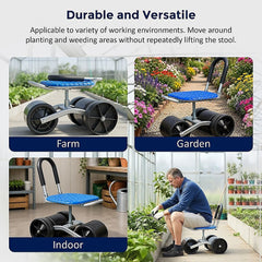 Gardening Seat Portable Height Adjustable Folding Stool With Kneeling Pad For Comfortable Garden Work