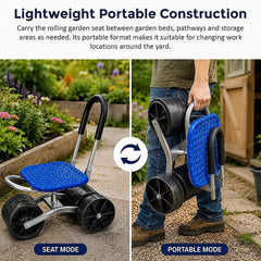 Gardening Seat Portable Height Adjustable Folding Stool With Kneeling Pad For Comfortable Garden Work