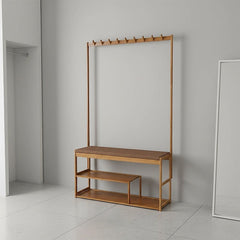 97x168cm Hallway Bench Coat Rack Stand Multifunctional Hall Shelf Entryway