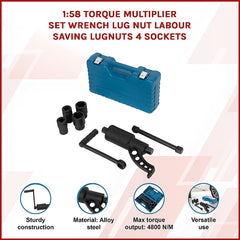 1:58 Torque Multiplier Set Wrench Lug Nut Labour Saving Lugnuts 4 Sockets
