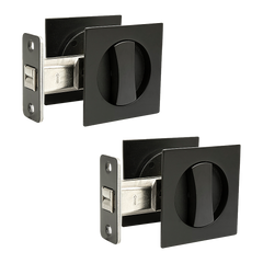 2x Contemporary Entry Square Pocket Door Hardware with Key