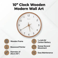 10" Clock Wooden Modern Wall Art
