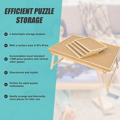 1500 Piece Puzzle Board, 70cm x 90cm Wooden Jigsaw Puzzle Table with Legs