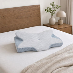 Memory Foam Contour Pillow with Dual Height Design & Washable Cover