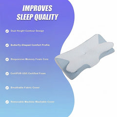 Memory Foam Contour Pillow with Dual Height Design & Washable Cover