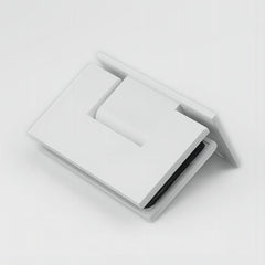 90° Brass Glass Shower Door L-Hinge in White