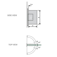 90 Degree Brass Glass Shower Door L-Hinge in White