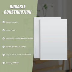 MIRROR Acrylic Sheet Perspex Sheet Panel 2pc/set 900mm x 600mm x 3mm