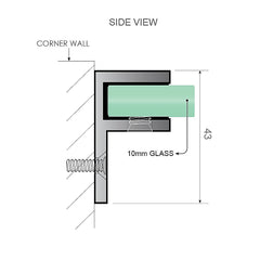 110x110cm Corner Frameless Shower Screen with Gunmetal Brackets and SS Hinges, Round Handle