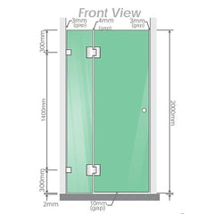 120x70cm Corner Frameless Shower Screen – Gold U-Brackets with SS Hinges for Contemporary Bathrooms