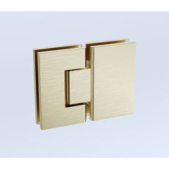 120x120cm Corner Frameless Shower Screen with Gold Brackets and Brass Hinges - U-Brackets and Floor U-Bracket